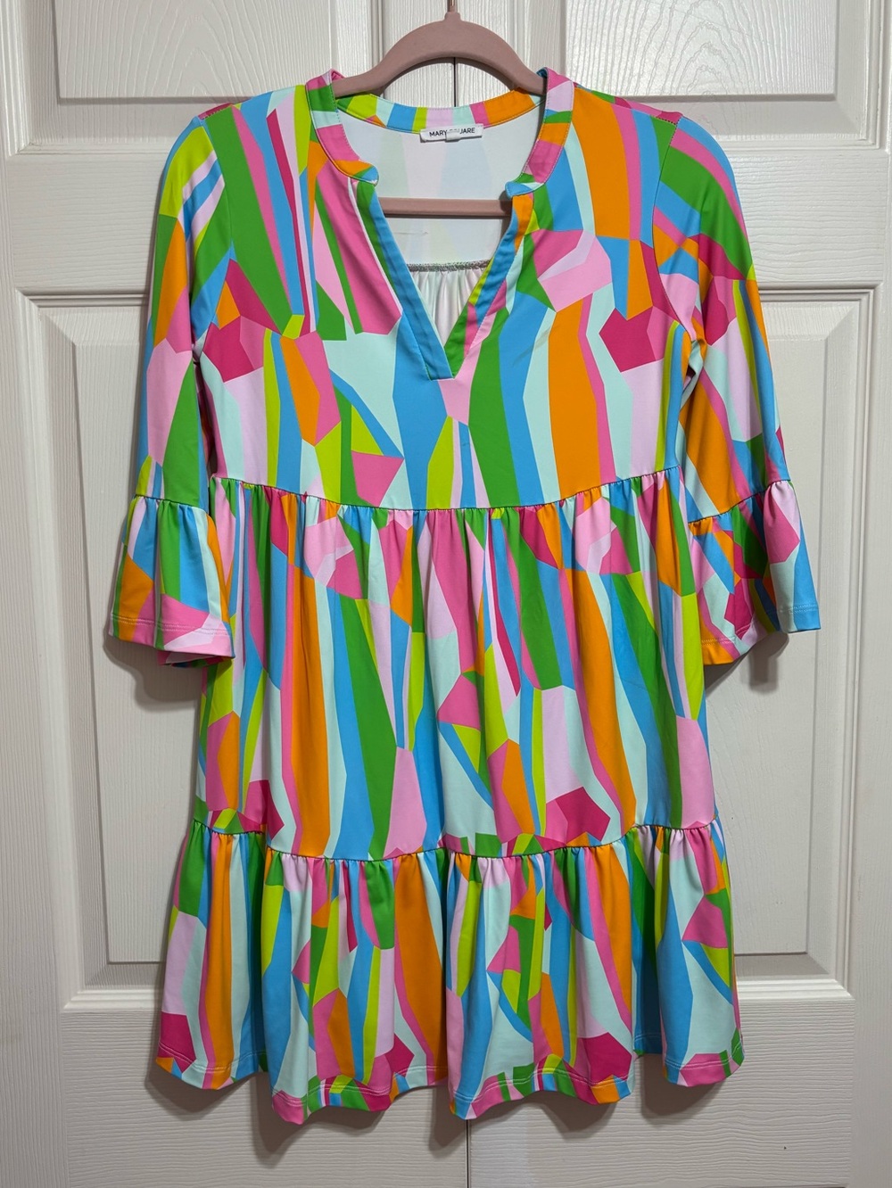 Colorful Geometric Tiered Tunic Dress